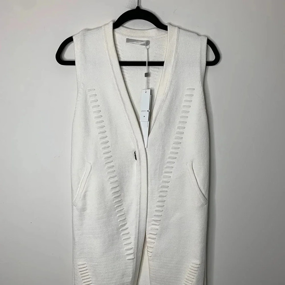 Anthropologie One Grey Day Drew Cardigan Vest Blazer Sleeveless Open Tassel - Picture 4 of 11